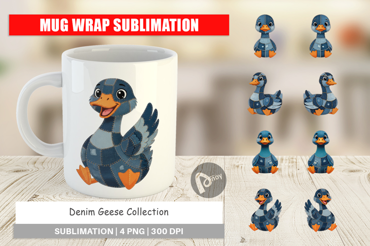 Denim Goose Collage Mug Wrap