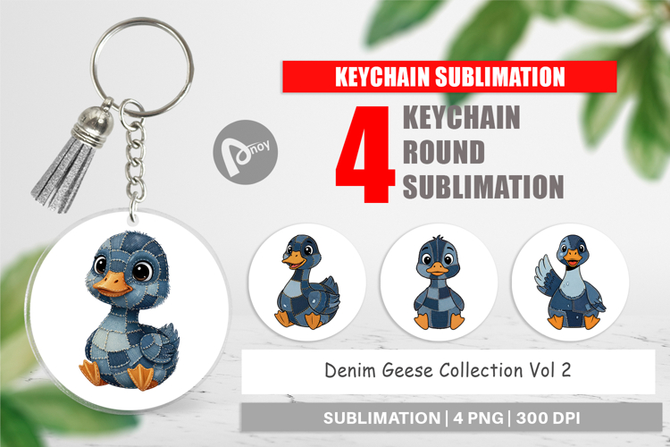 Denim Goose Collage Keychain example image 1