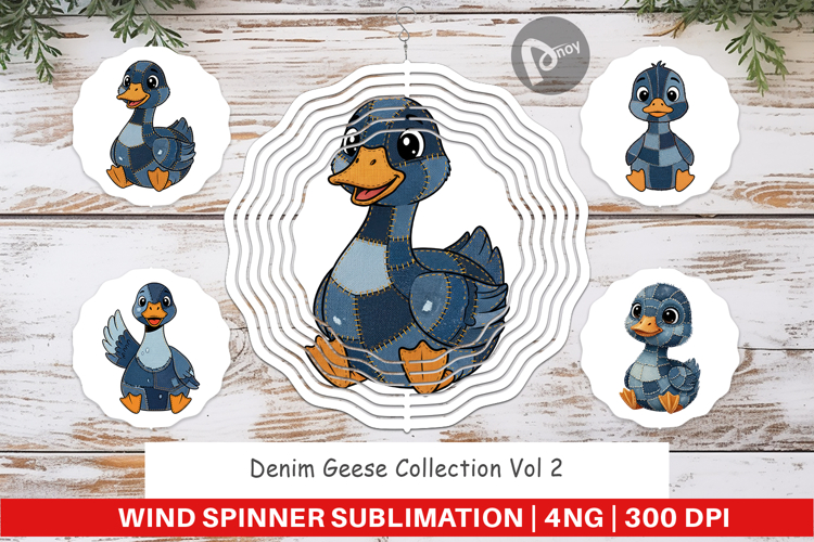 Denim Goose Collage Wind Spinner