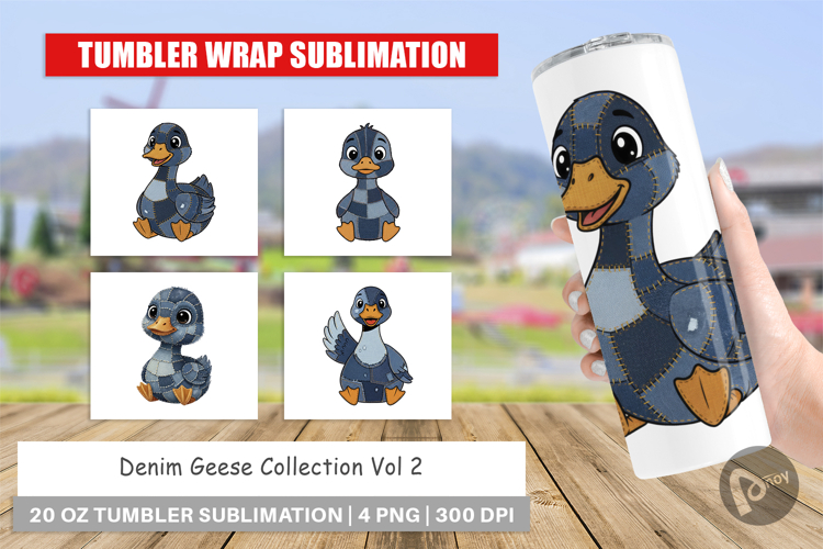 Denim Goose Collage Tumbler example image 1