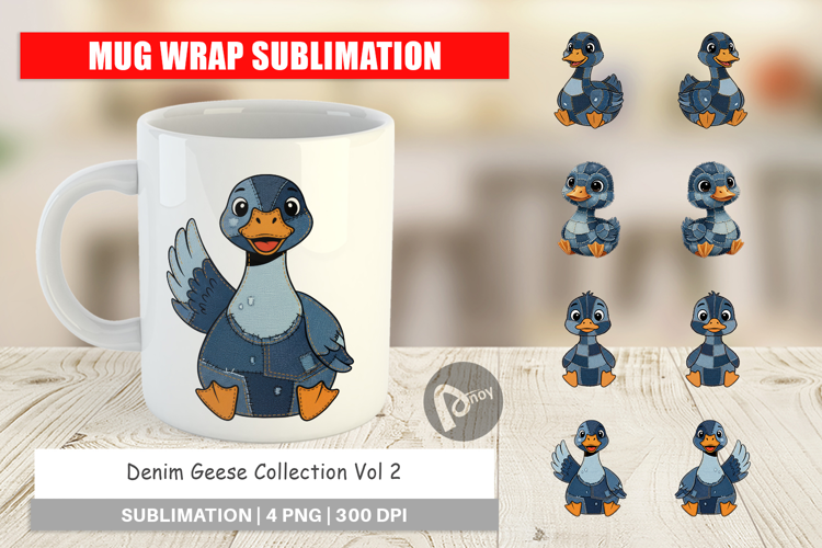 Denim Goose Collage Mug Wrap