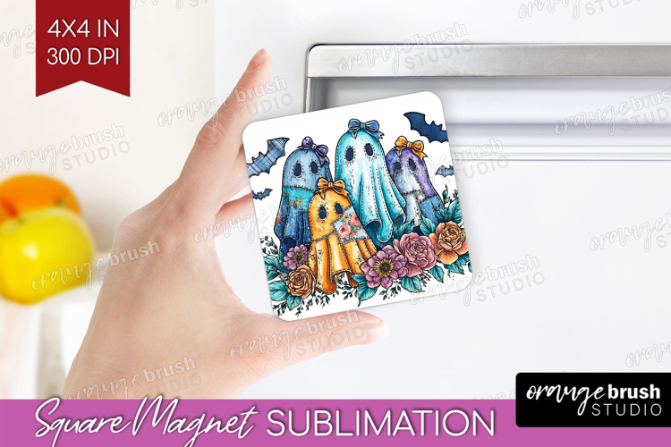 Denim Ghost Halloween Magnet Sublimation Spooky Season