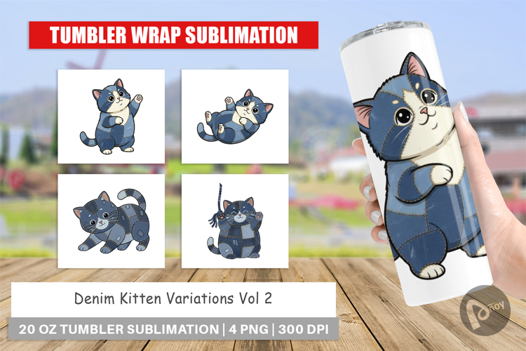 Chubby Kitten Denim Tumbler example image 1