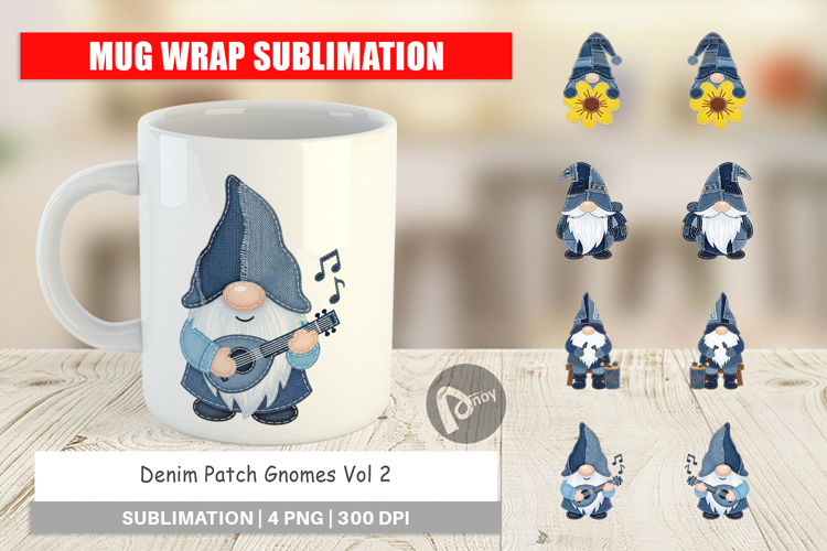 Denim Patch Gnomes Mug Wrap