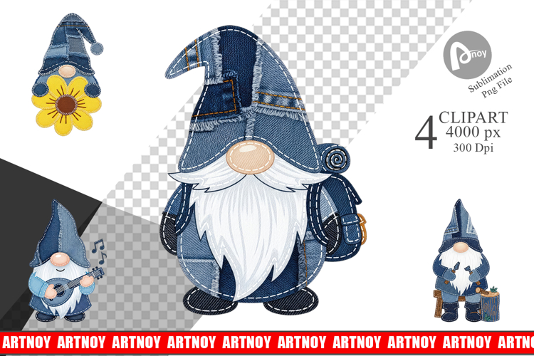 Denim Patch Gnomes Clipart