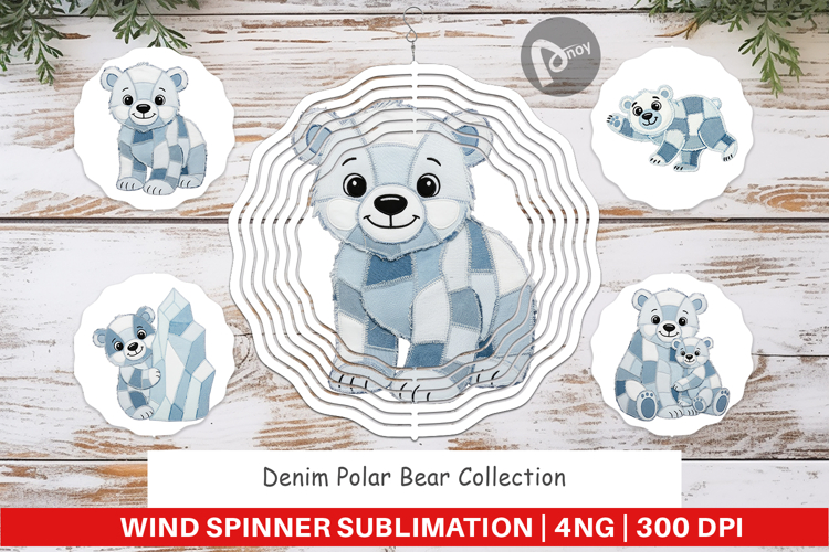 Denim Polar Bears Wind Spinner
