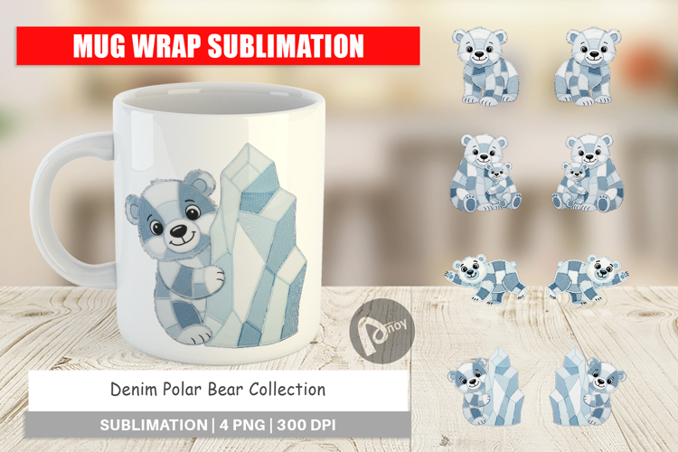 Denim Polar Bears Mug Wrap