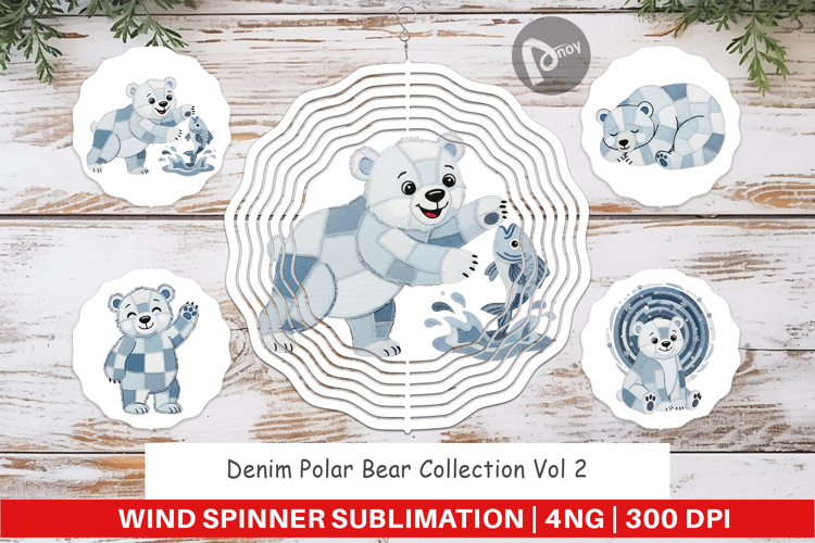 Denim Polar Bears Wind Spinner