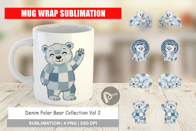 Denim Polar Bears Mug Wrap