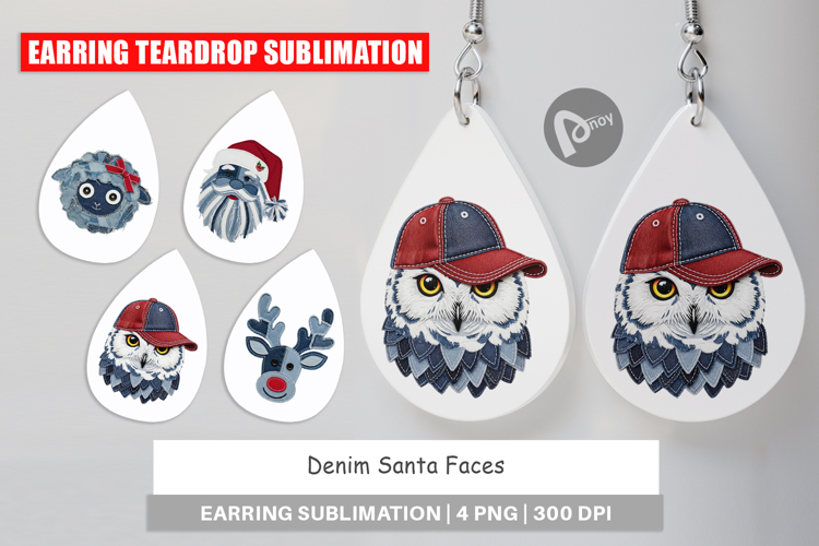 Denim Holiday Faces Earring