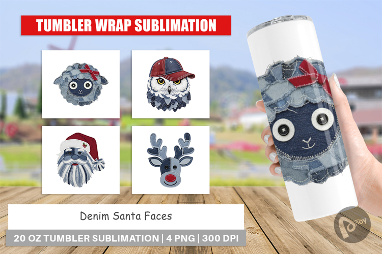 Denim Holiday Faces Tumbler example image 1