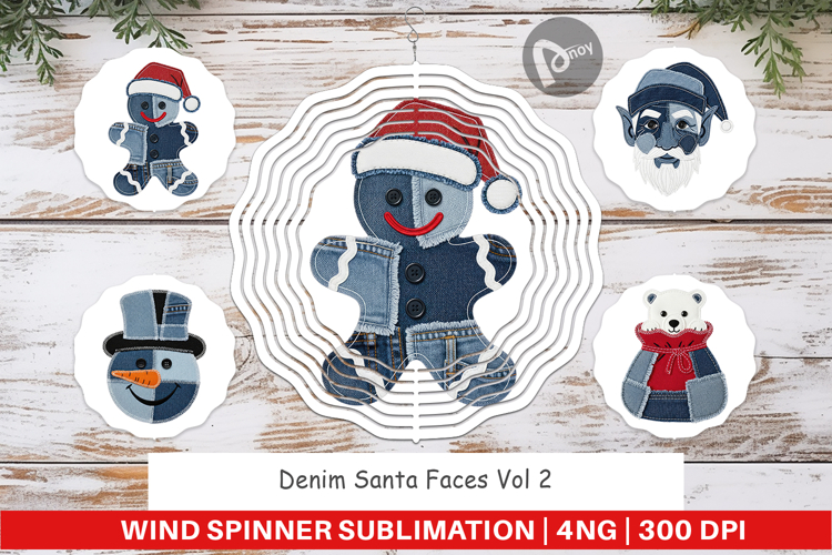 Denim Holiday Faces Wind Spinner