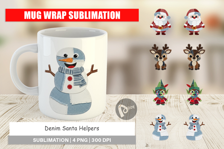 Santa Helpers Denim Mug Wrap