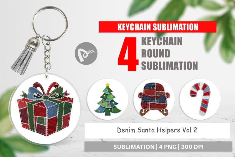 Santa Helpers Denim Keychain example image 1