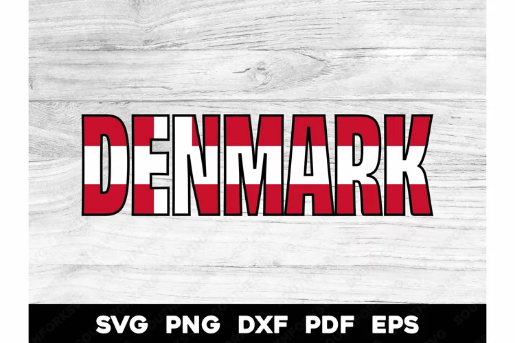 Denmark Country Flag Name Design SVG PNG DXF EPS PDF