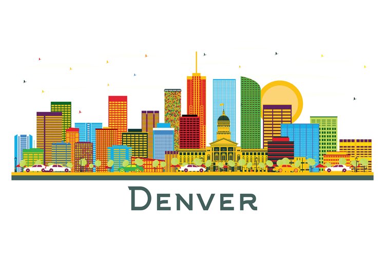 Denver Colorado USA City Skyline. example image 1