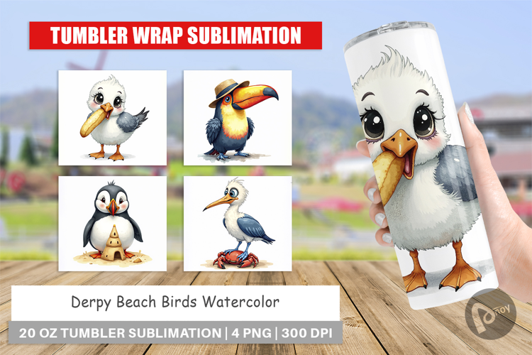 Derpy Beach Birds Tumbler