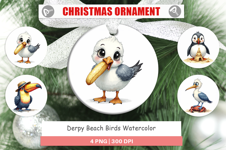 Derpy Beach Birds Ornament