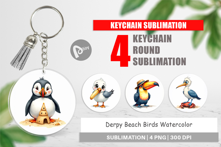 Derpy Beach Birds Keychain