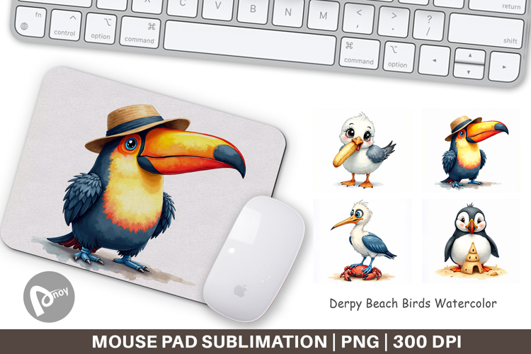 Derpy Beach Birds Mouse Pad