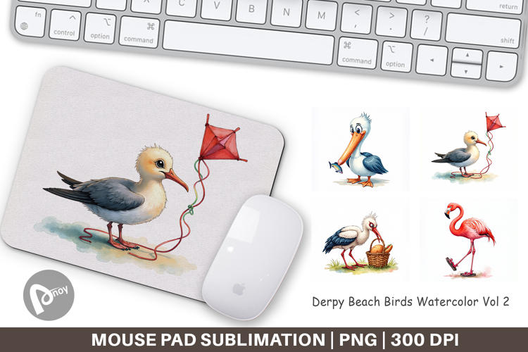 Derpy Beach Birds Mouse Pad