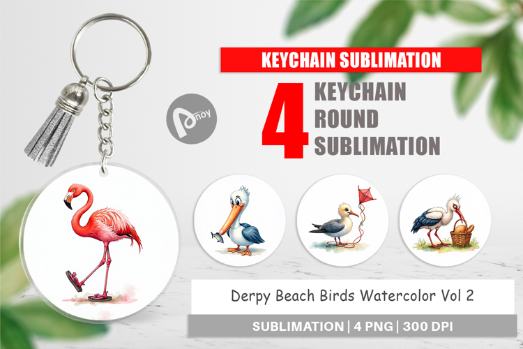 Derpy Beach Birds Keychain