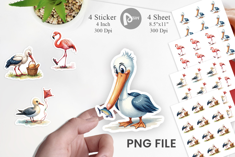 Derpy Beach Birds Sticker