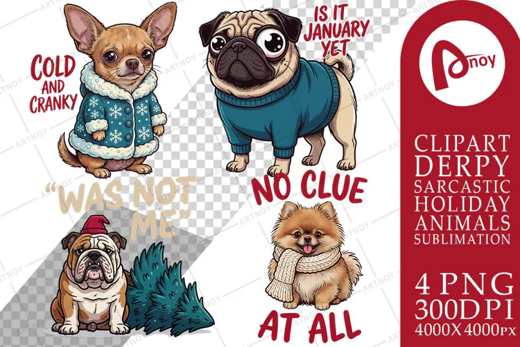 Derpy Sarcastic Holiday Dogs Sublimation