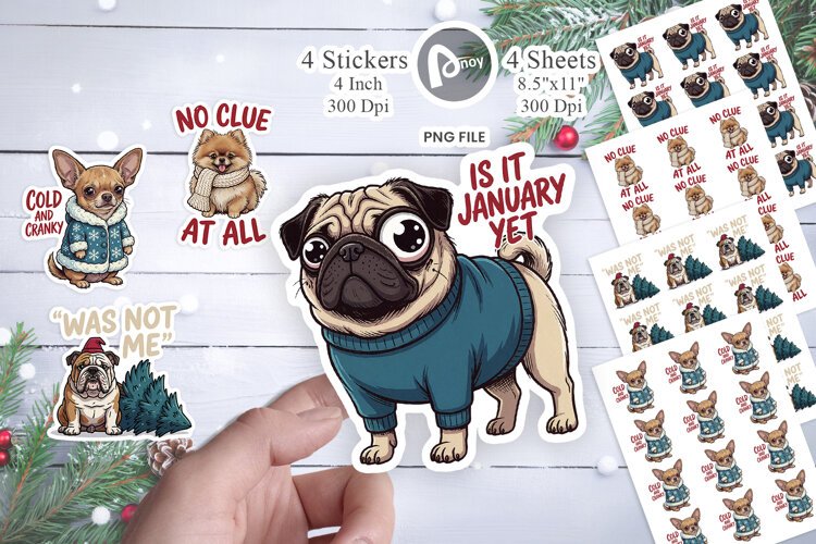 Derpy Sarcastic Holiday Dogs Sticker example image 1