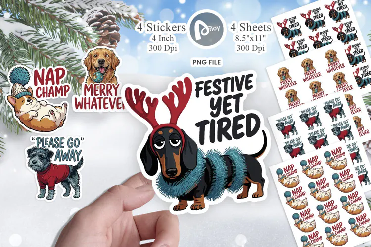 Derpy Sarcastic Holiday Dogs Sticker