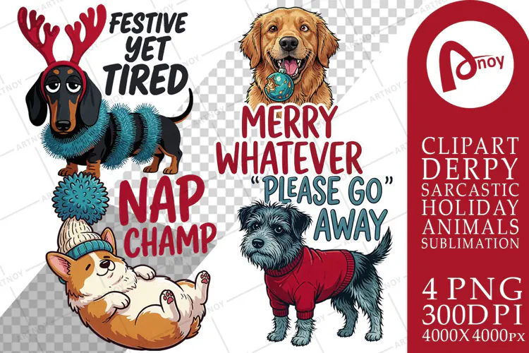 Derpy Sarcastic Holiday Dogs Sublimation