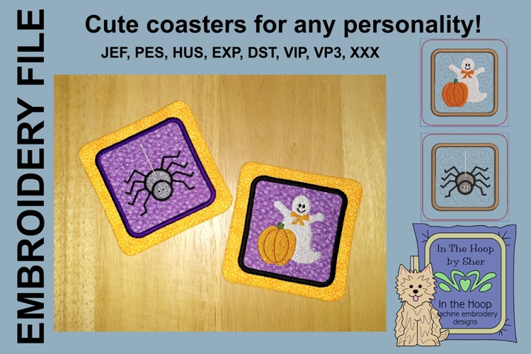 Spider & Ghost Coasters - 4 x 4 and 5 x 7 Hoops