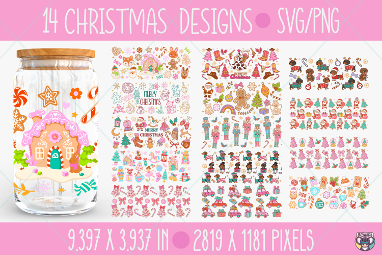 Christmas Libbey Glass Can Wrap SVG PNG, 16oz Can Wrap Png