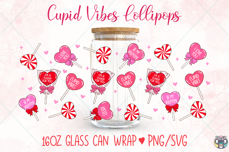 Valentines Libbey Glass Wrap Png, Heart Lollipops Png