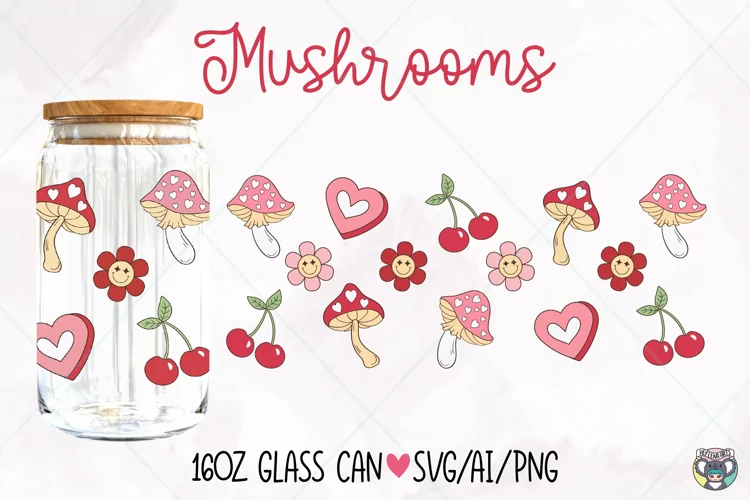 Valentines 16oz Libbey Glass Can Wrap svg, Glass Can svg