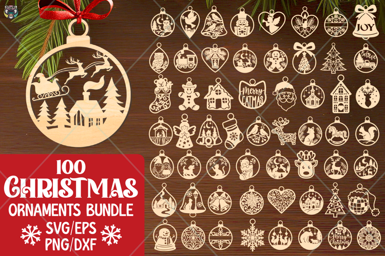 100 Christmas Ornaments Svg Bundle, Christmas Balls Svg