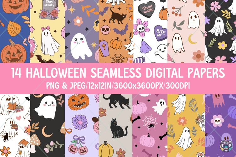 Halloween Digital Paper Bundle, Printable Digital Paper