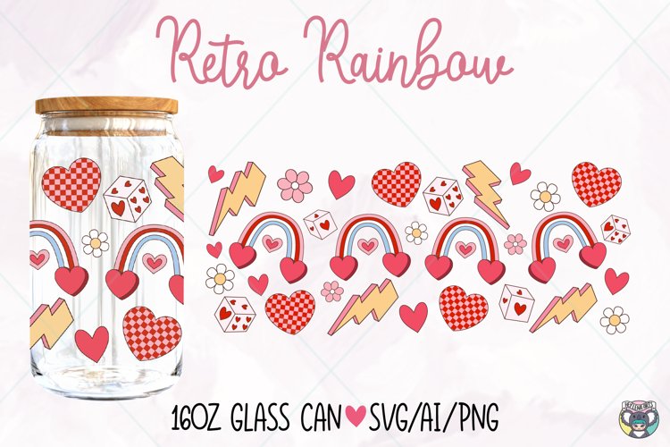 16oz Valentines Day Libbey Glass Can Svg, Valentines Day svg example image 1