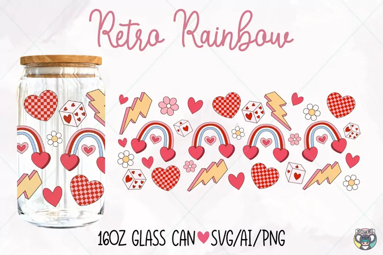 16oz Valentines Day Libbey Glass Can Svg, Valentines Day svg