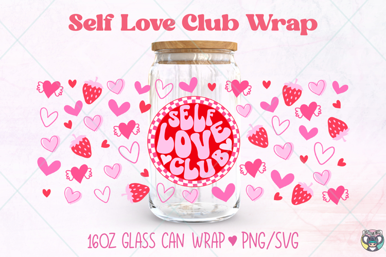 Valentines Libbey Glass Wrap Png, Self Love Club Png