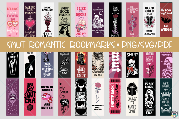 Smut Romance Bookmark Bundle, Printable Bookmark Sublimation