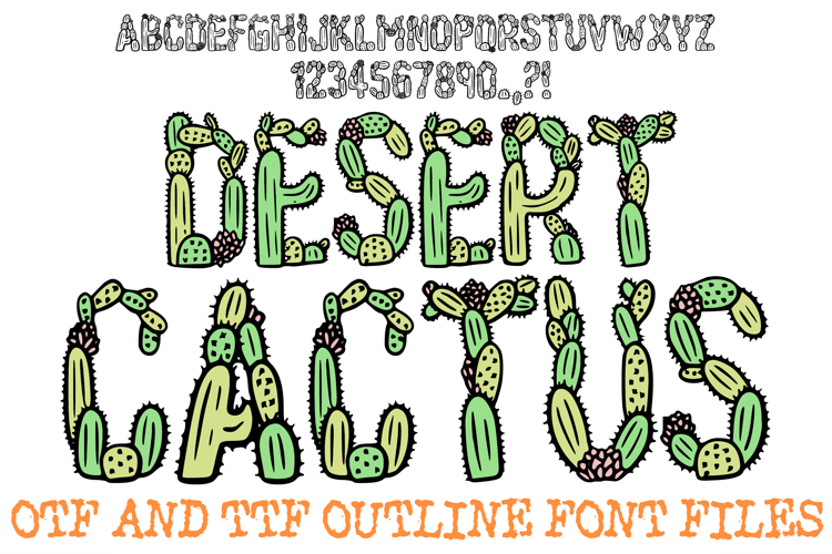 Desert Cactus Alphabet Lettering Font Prickly ABC OTF Type