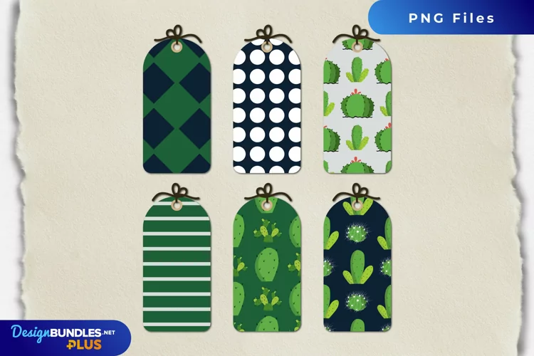 Desert Cactus Patterned Shaped Tags