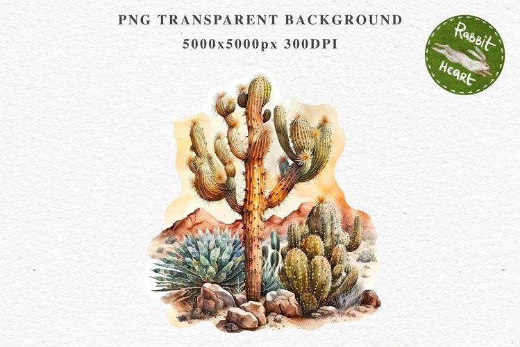 Desert Cactus Succulent Flowers Floral Clipart PNG Scrapbook