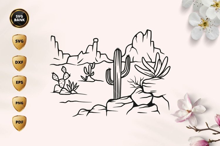 Desert Cactus Scene SVG example image 1