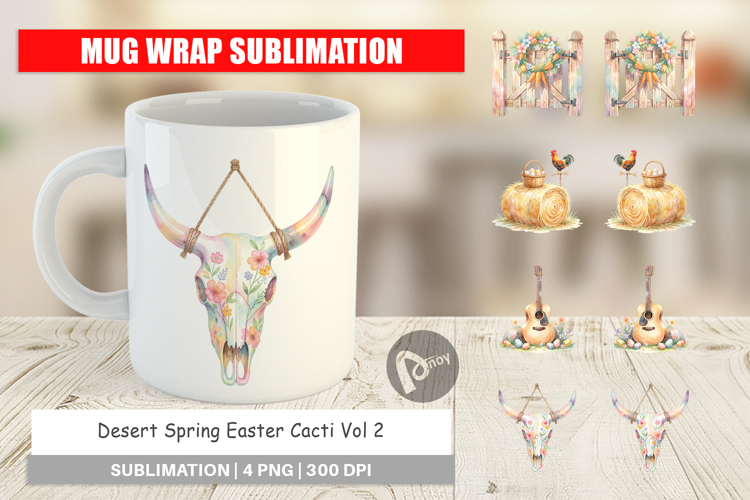 Desert Spring Easter Cacti Mug Wrap