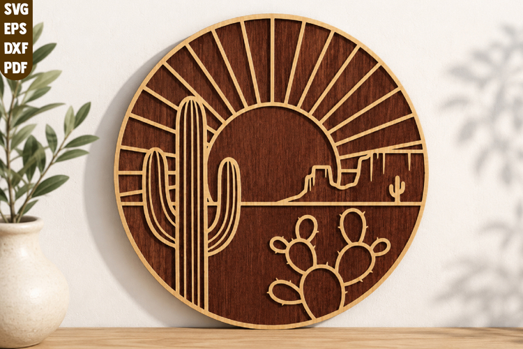 Desert sunset laser cut SVG
