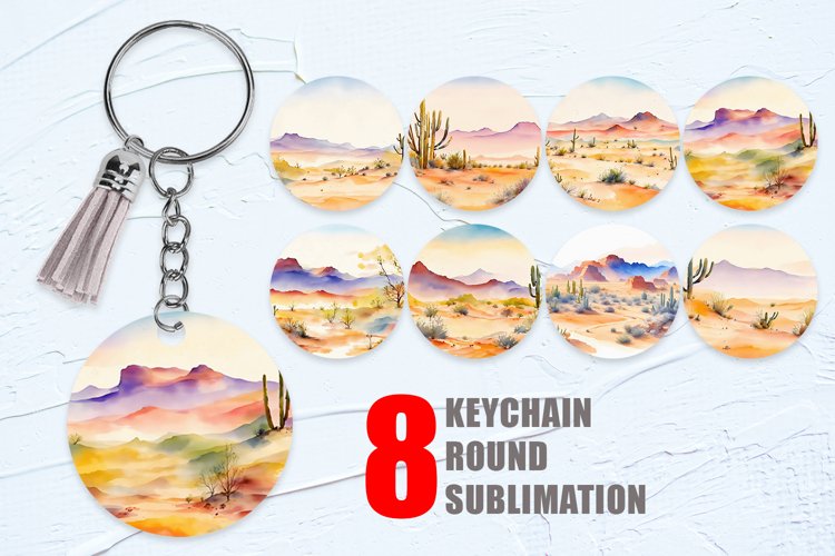 Watercolor Desert landscape Keychain | Keyring