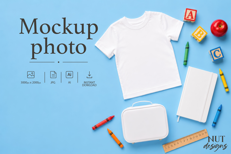Back To School Mockup kids tshirt lunchbox classroom product