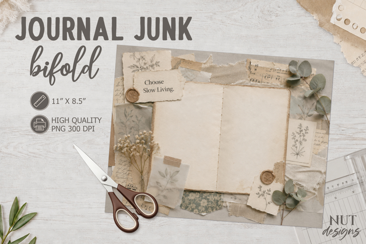 Slow Living Journal Junk Bifold collage motivational quotes